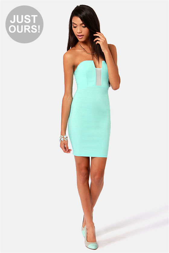 Sexy Mint Blue Dress Strapless Dress Bodycon Dress 37.00 Lulus