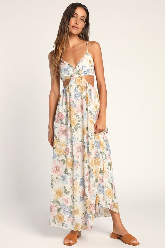 Bloom on ivory floral print maxi dress cheap