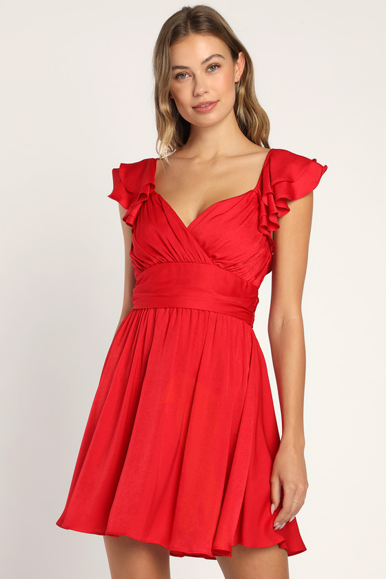 Daytime Darling Red Ruffled Mini Dress