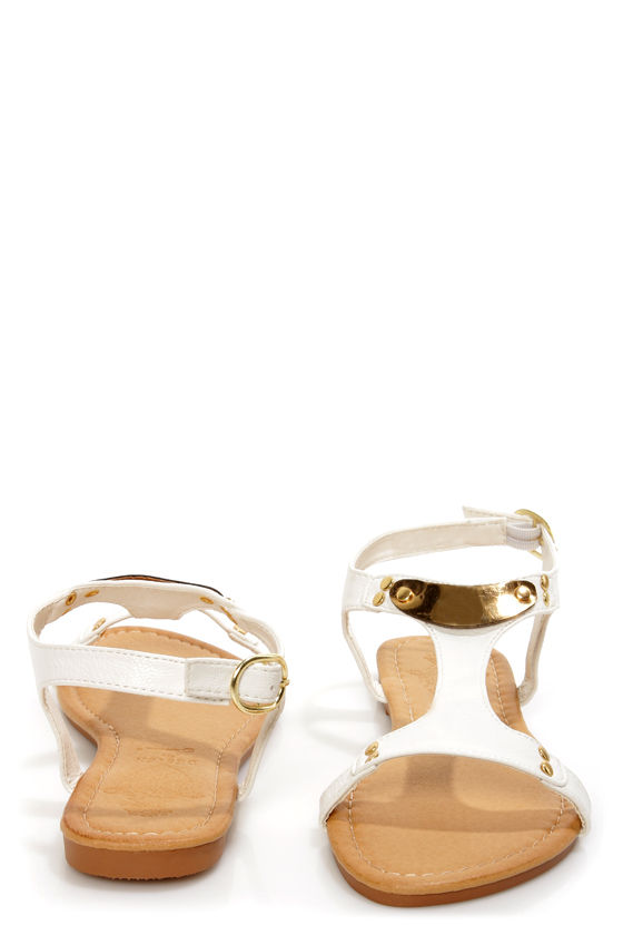 white and gold sandals