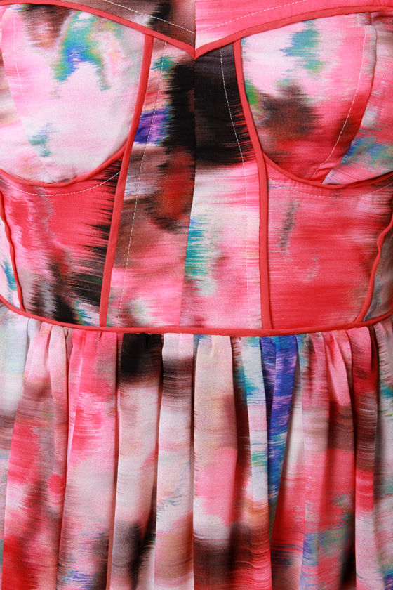 Aryn K Dress - Hot Pink Dress - Print Dress - Silk Dress - Strapless ...