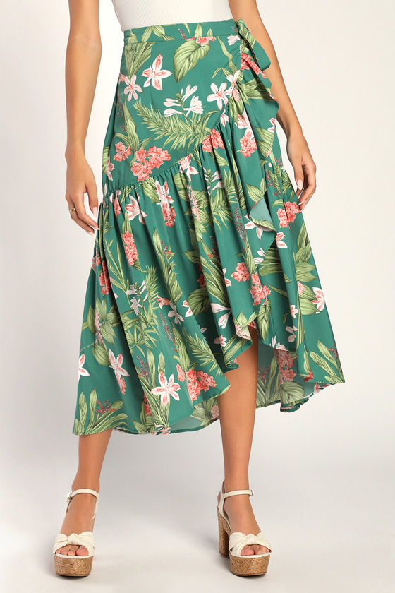 Tropical wrap maxi skirt top