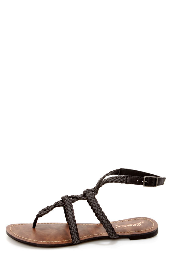 GoMax Berdine 92 Black Braided Strappy Gladiator Sandals - $39.00 - Lulus
