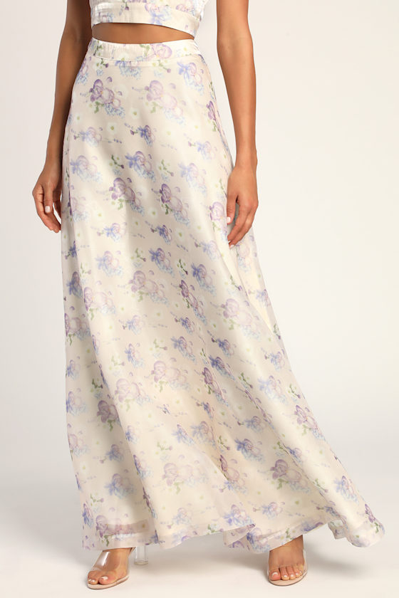 Gorgeous Entrance Cream Floral Print Two-Piece Halter Maxi Dress 3