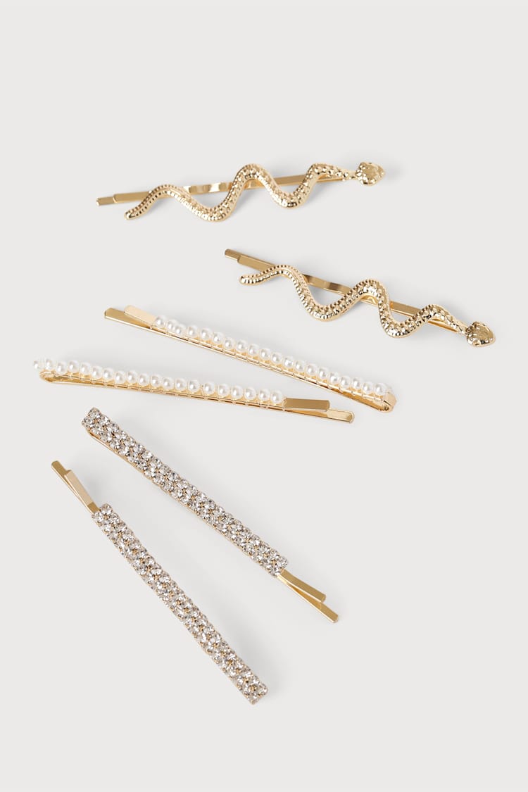 Snake Hair Pins - Pearl Hair Pins - Gold Hair Pin Set - Lulus display picture 2