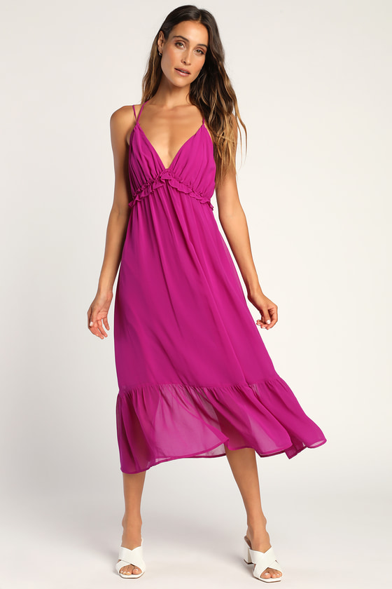 Purple Midi Dress - Ruffled Midi Dress - Sleeveless Midi Dress - Lulus