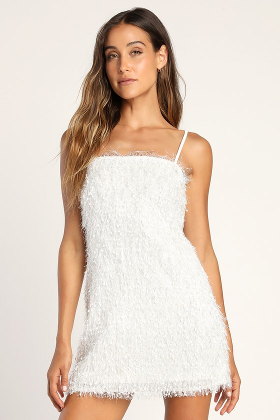 Shimmy All The Way White Bodycon Mini Dress