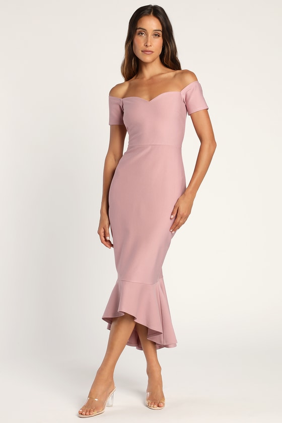 Mauve off shoulder sales dress