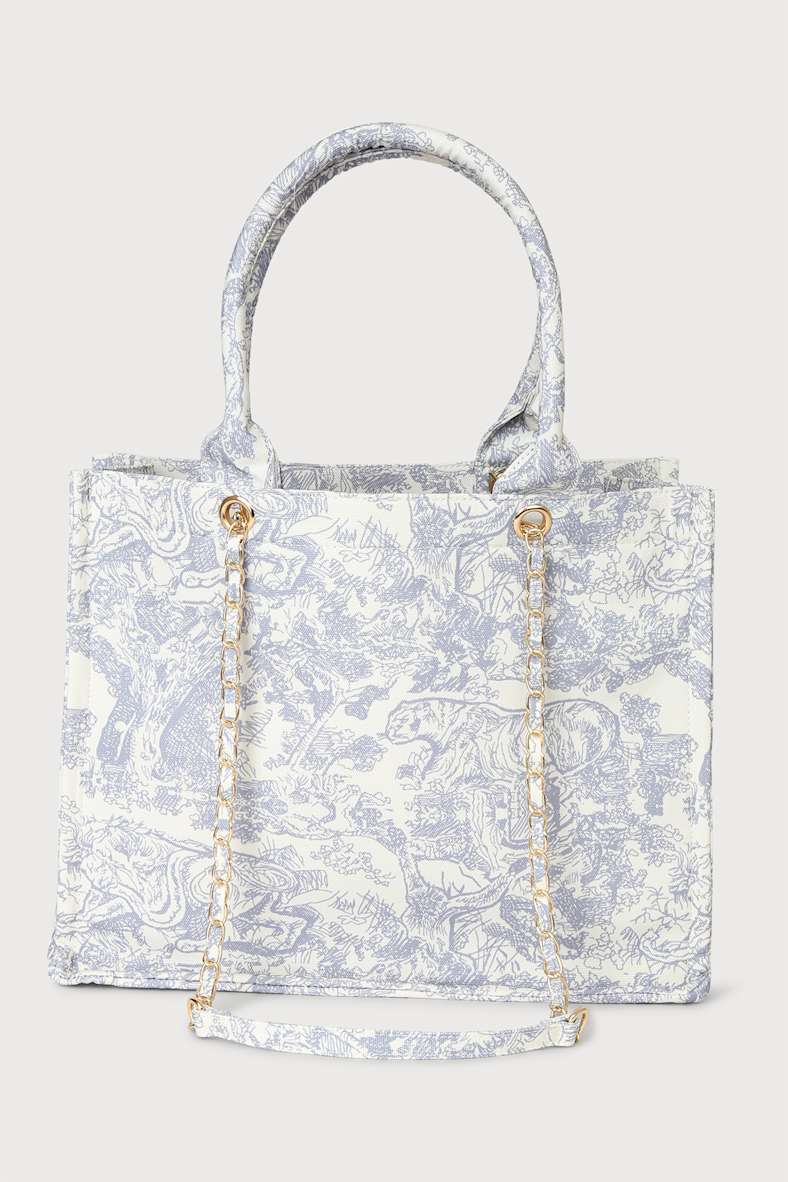 Got it All Light Blue Toile Print Tote Bag