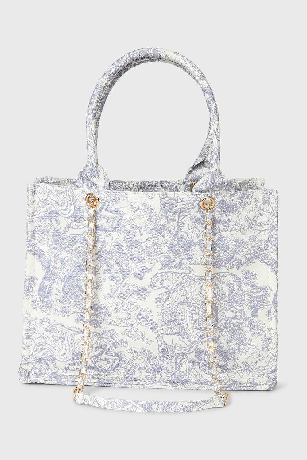 Got it All Light Blue Toile Print Tote Bag