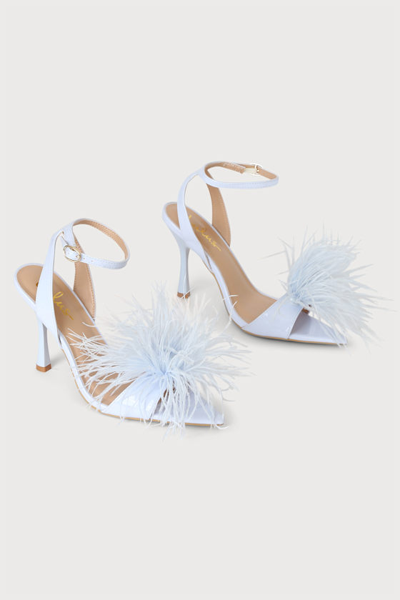 Blue Patent Heels - Feather High Heel 