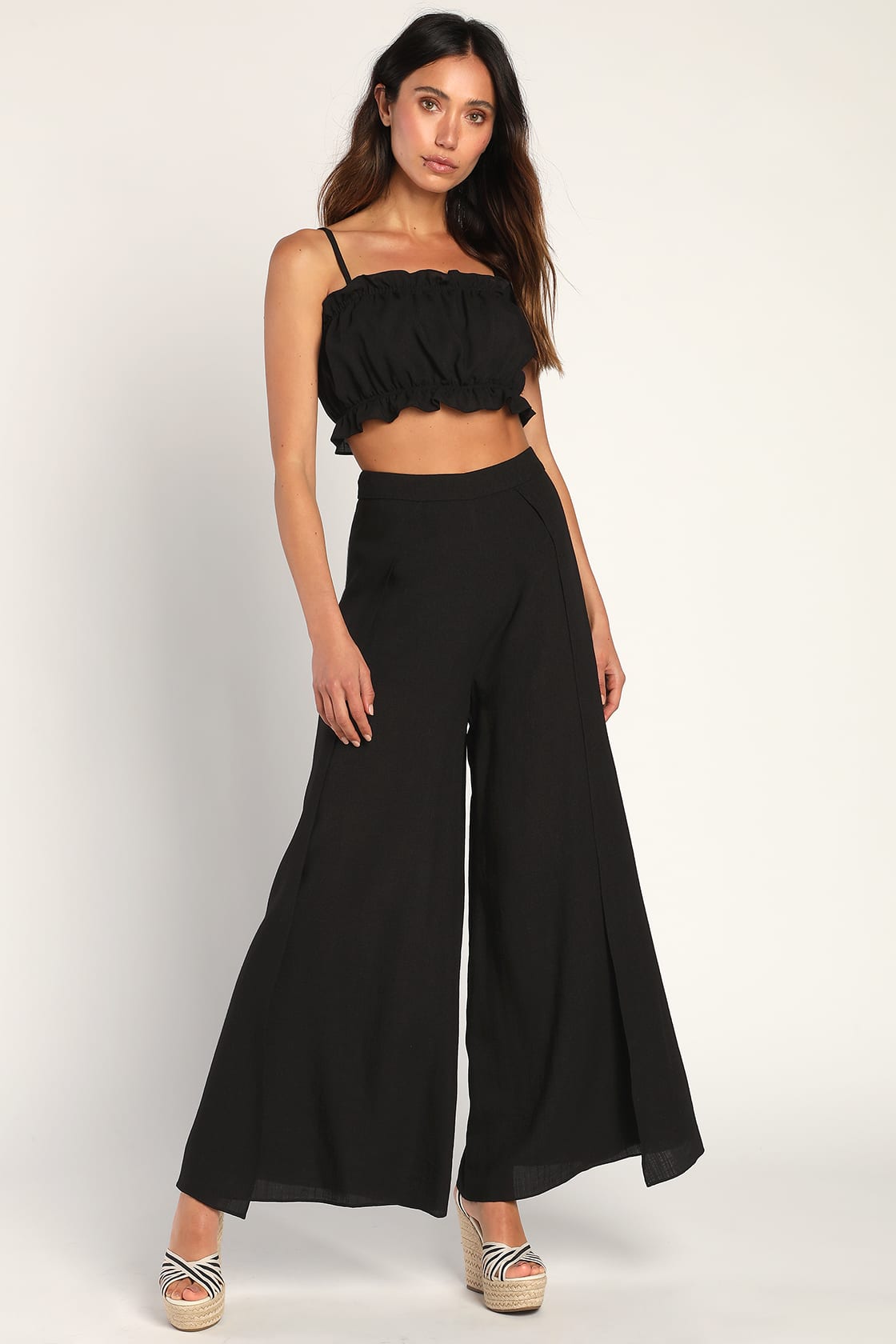 Postcards From Me Black Ruffled Two-Piece Jumpsuit