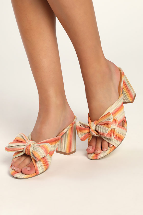 Dorothea Yellow Multi Print Knotted High Heel Sandals 5