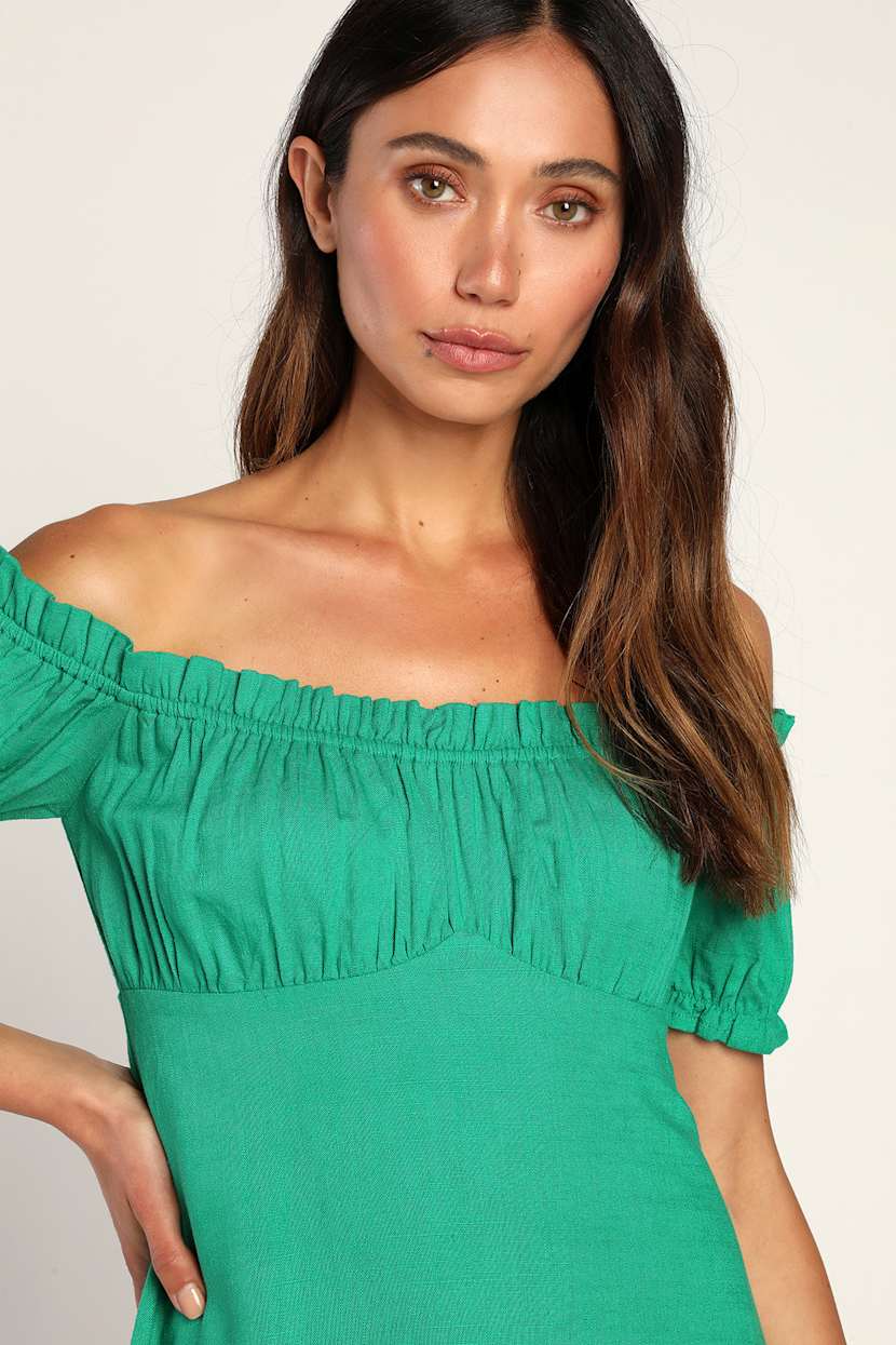 green emerald velvet dress Beautiful Work Kelly Green Babydoll Dress – Shop the Mint main image 1