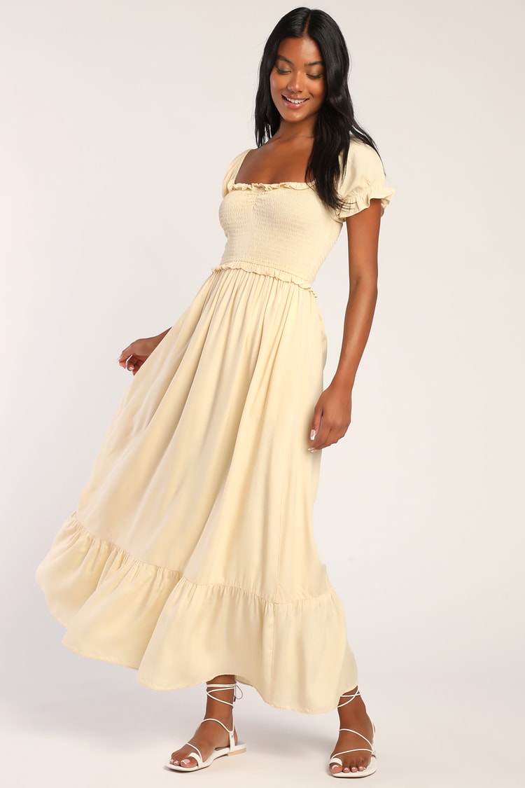 Yellow Dress - Ruffled Maxi Dress - Puff Sleeve Dress - Lulus