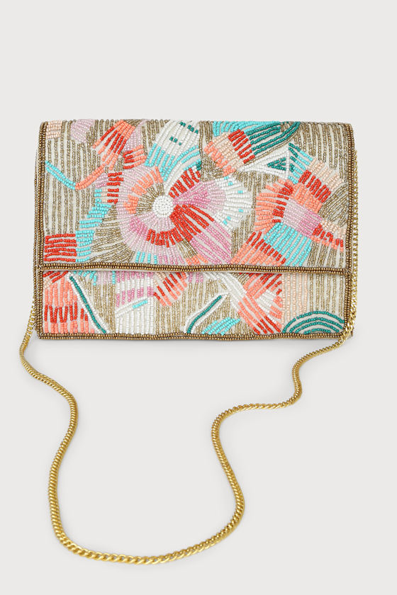Abstract Impulse Gold Multi Beaded Clutch 4