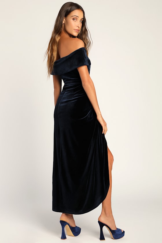 Navy Blue Velvet Maxi - Blue Velvet Maxi - OTS Maxi Dress - Image 4