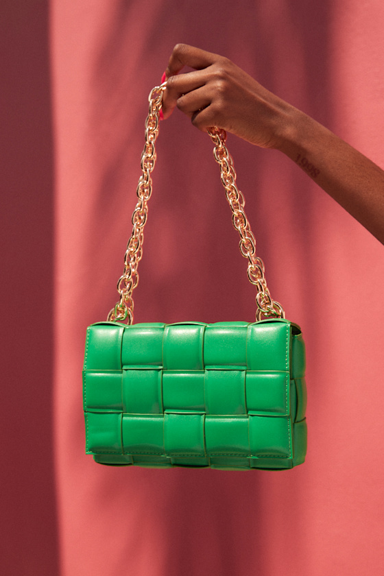 Peyton Green and Gold Chain Quilted Crossbody Bag 8
