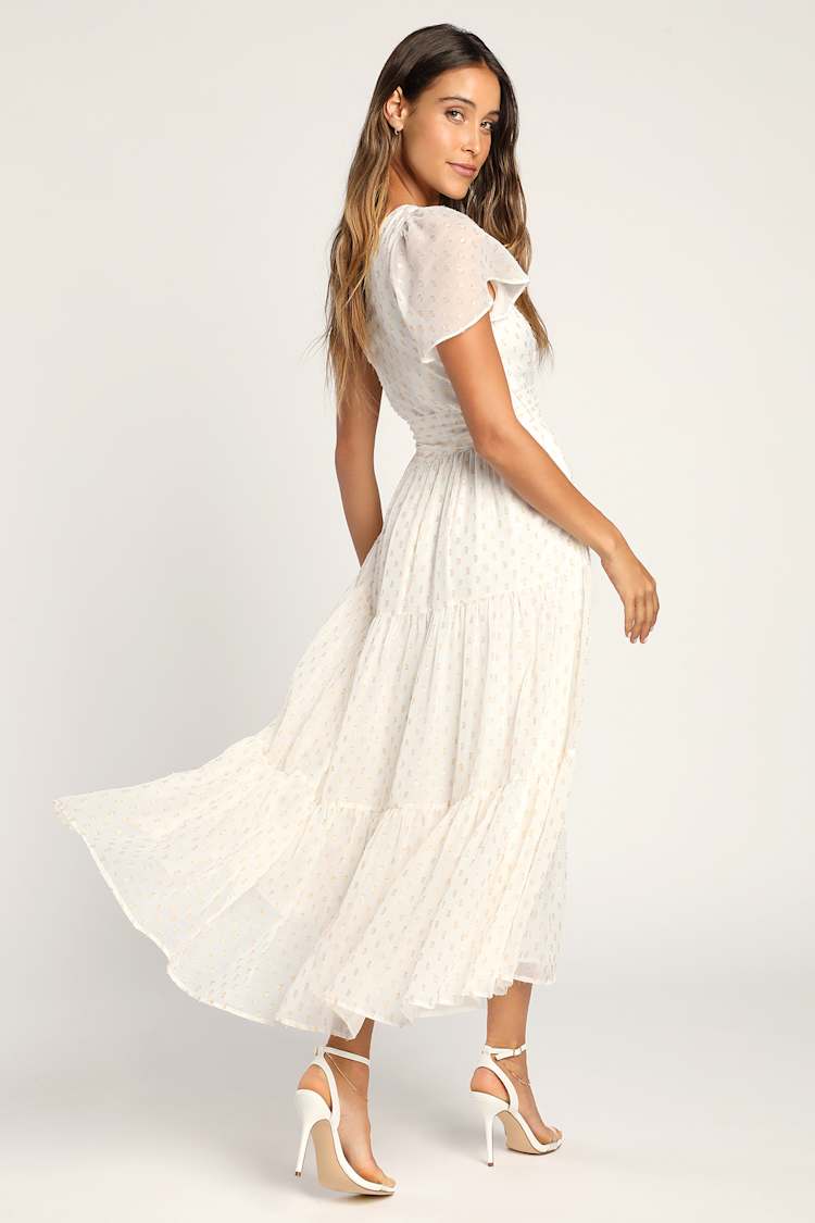 slim fit dress slacks White Gold Chain Straps V Wired Back Slit Dress main image 1