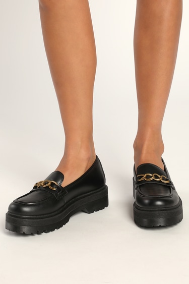 Raphlyn Black Platform Loafers
