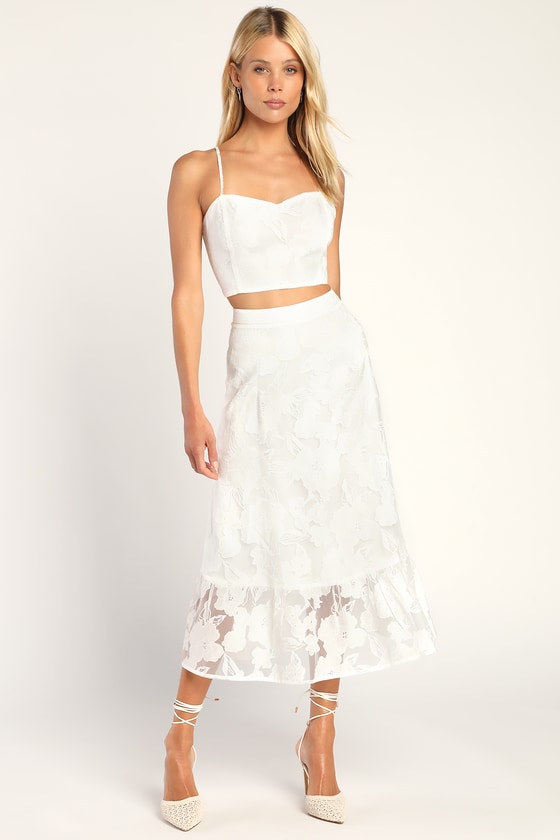 White Floral Dress - 2-Piece Floral Dress - Jacquard Dress - Lulus
