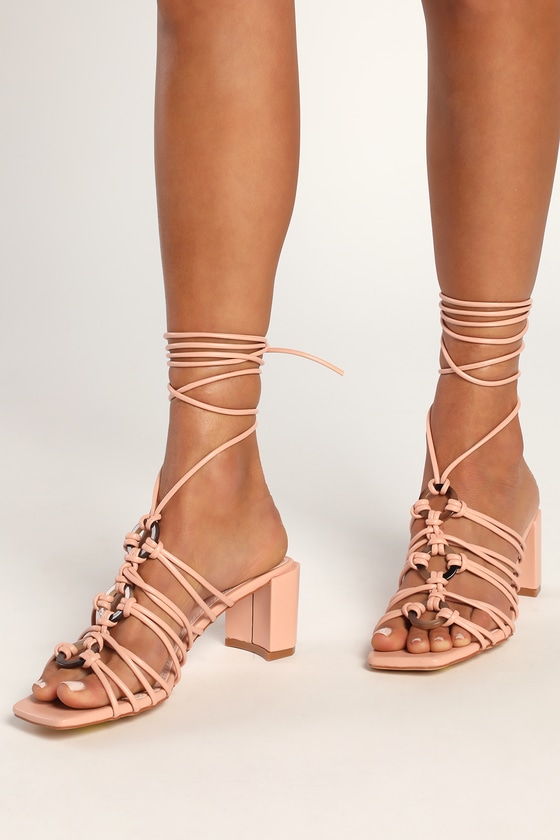 Lulus Finu Mauve Pink Lace-up High Heel Sandal Heels