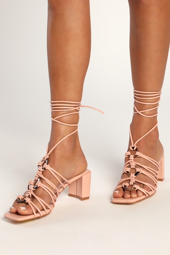 lulus pink lace up heels
