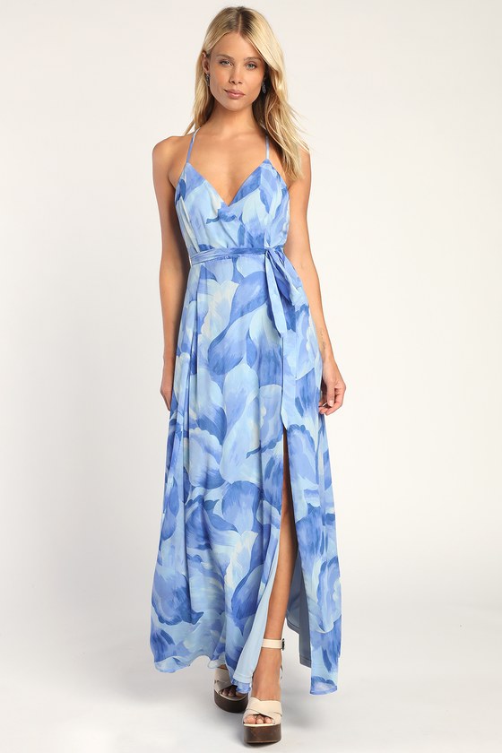 Blue Print Maxi Dress - Surplice Maxi Dress - Blue Sundress - Lulus