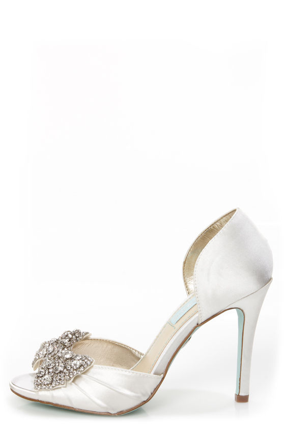 ivory satin peep toe