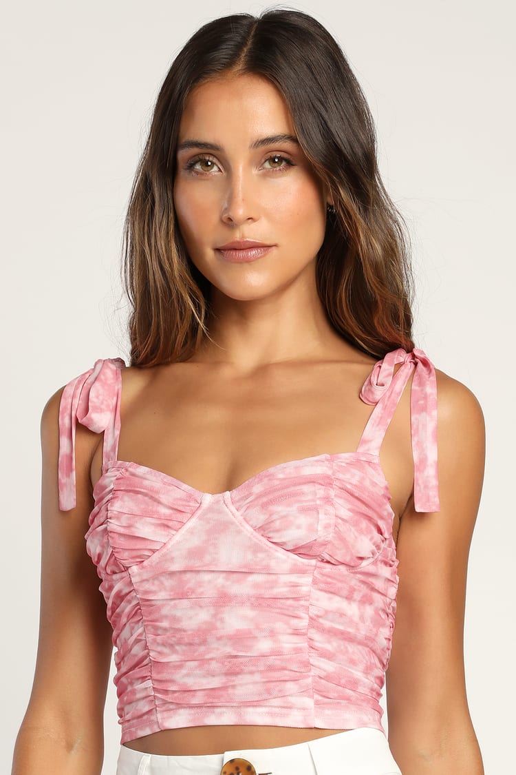 Ruched Pink Tank Top - Crop Top - Sleeveless Top Lulus