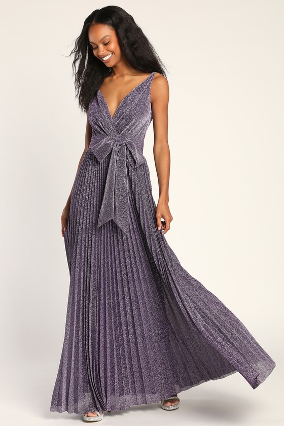 Purple Maxi Dress - Metallic Maxi Dress - Lurex Surplice Dress - Lulus
