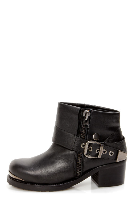 Sixtyseven Dakota Floater Black Cuffed and Belted Ankle Boots - $169.00 ...
