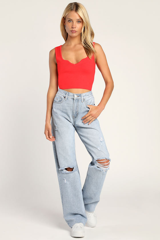 Miss Malibu Bright Red Sweater Tank Top 2