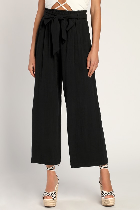 Chic Charming Black Paperbag Wide Leg Pant 3