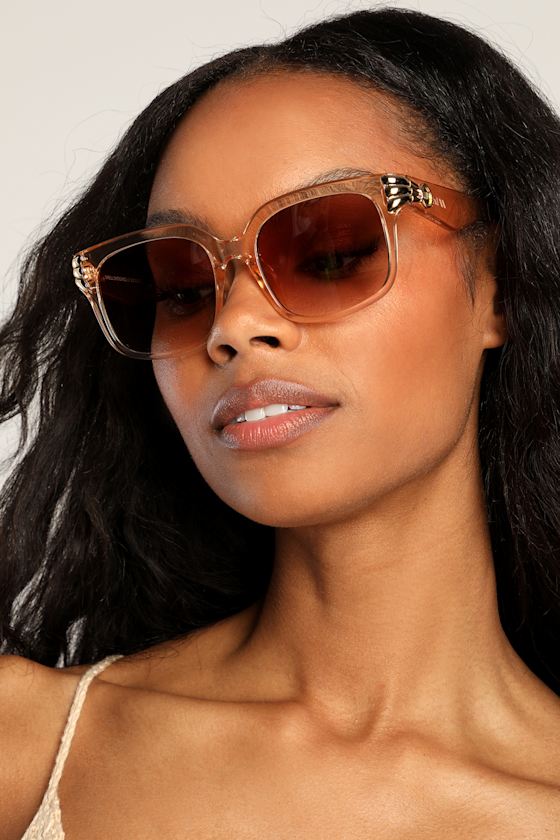 Shell Shocked Pink and Brown Rectangle Sunglasses 5