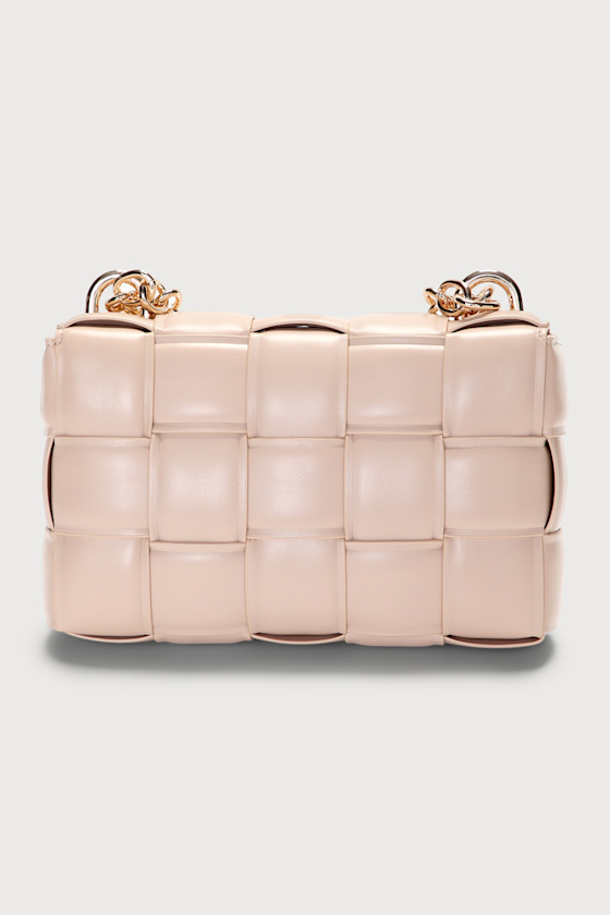 Peyton Beige and Gold Chain Quilted Crossbody Bag 7