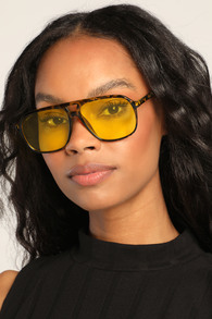 High Level Brown Tortoise and Yellow Aviator Sunglasses