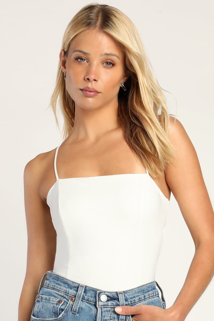 Bold Flirt White Sleeveless Bodysuit
