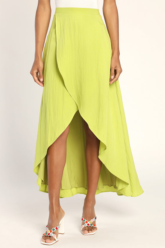 Beach Days Lime Green High-Low Midi Skirt 5