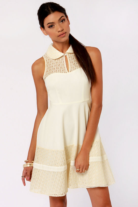 Darling Cream Dress - Lace Dress - Ivory Dress - White Dress - $87.00 ...