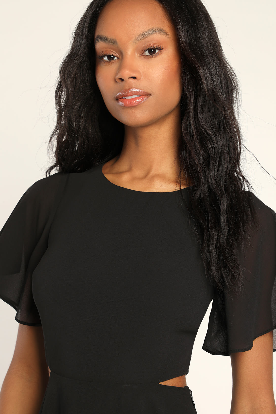 Blissful Love Black Cutout Mini Skater Dress