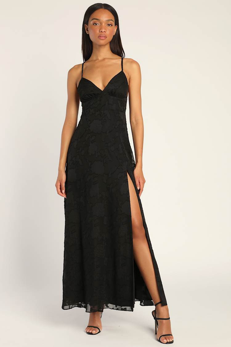 lbd bridesmaid dress Black Burnout Maxi - Black Dress - Floral Gown Disney Weddings: Celebrate 35