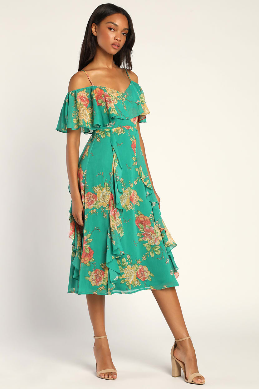 cold shoulder dress midi