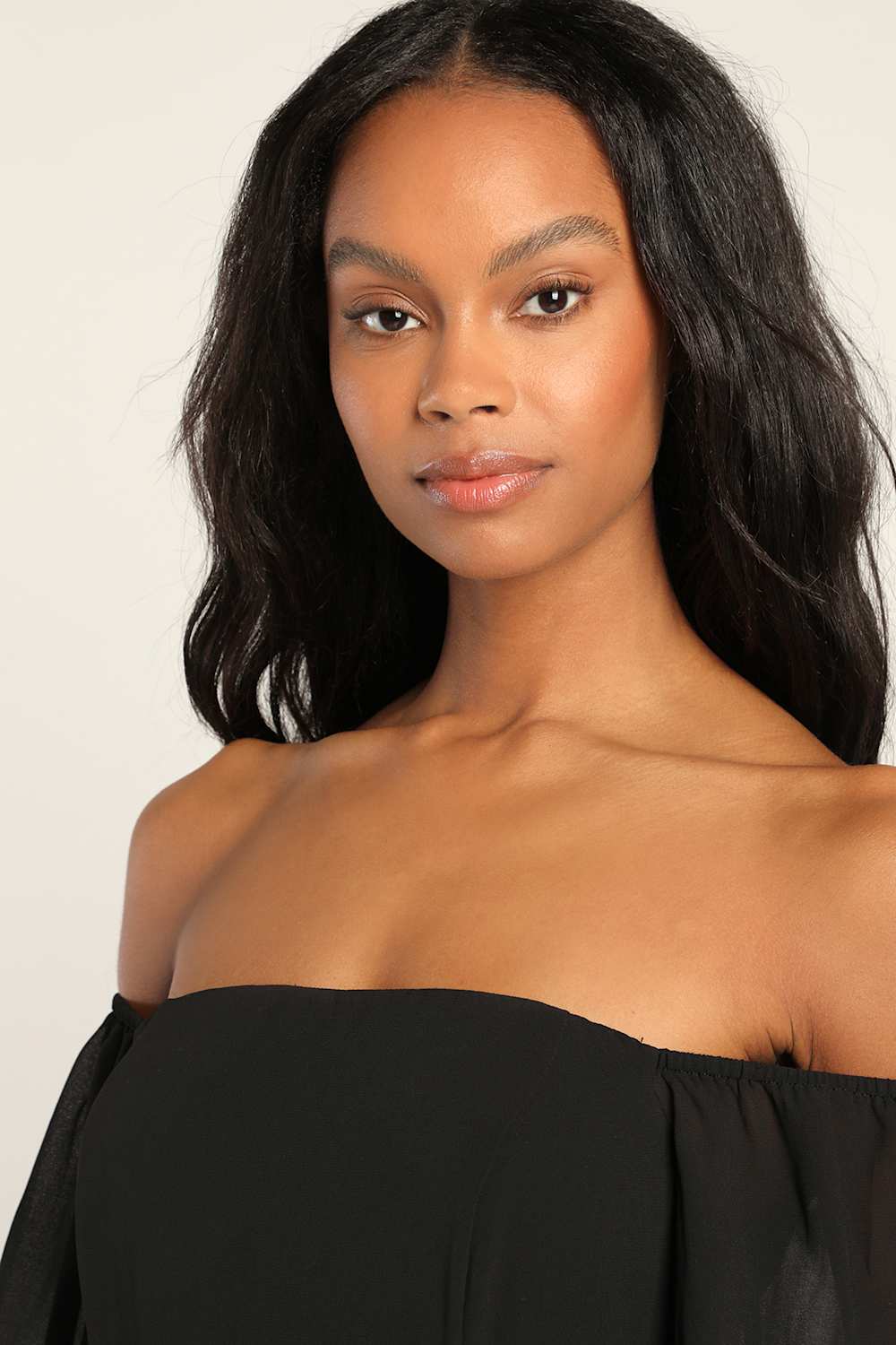 Feel the Romance Black Off-the-Shoulder Maxi Dress