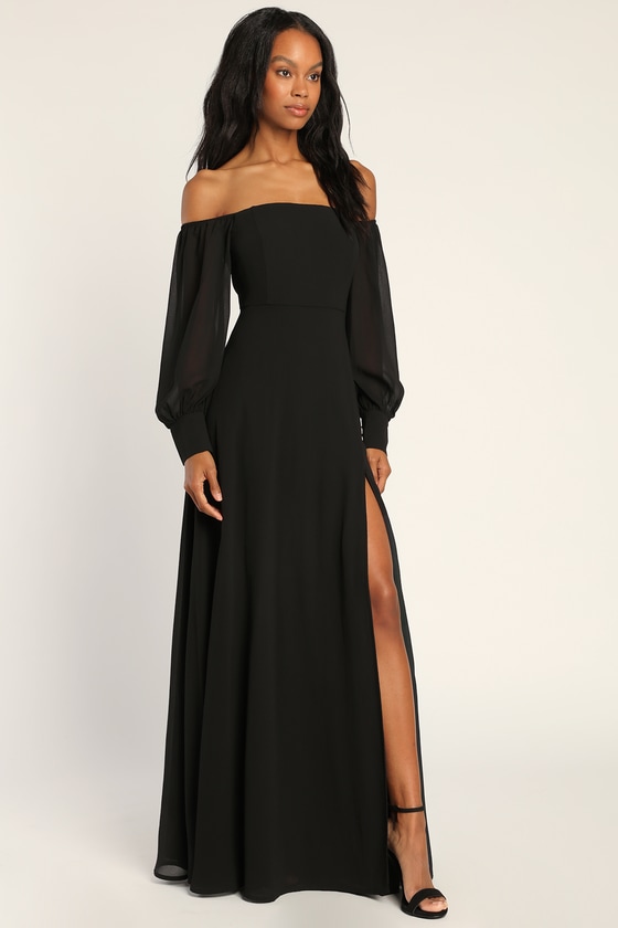 Long sleeve off the shoulder maxi dress sale