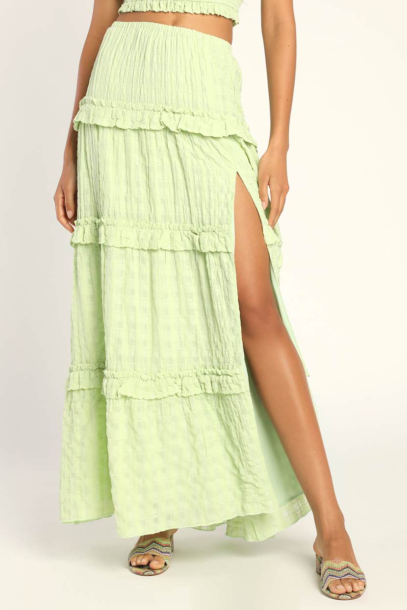 green emerald velvet dress Jluxlabel | Lime Green Slinky Krishna One Shoulder Maxi Dress main image 1