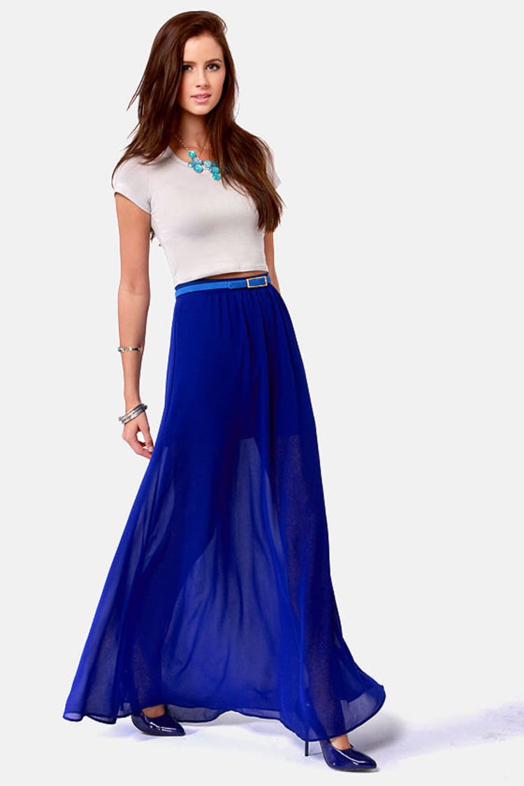 Royal Blue Maxi Skirt | vlr.eng.br