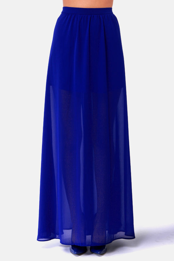 Royal Blue Skirt Maxi Skirt 41.00 Lulus