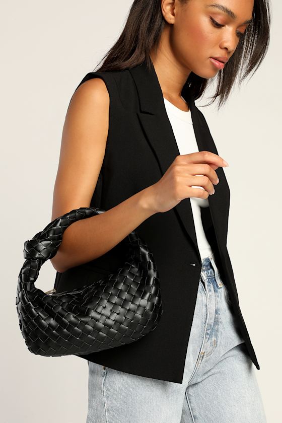 Ava Black Woven Clutch 1
