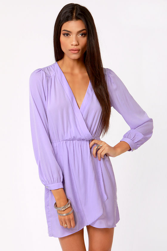 long lavender dress with sleeves